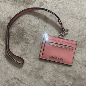 Michael Kors Blush Pink Card Holder with Lanyard